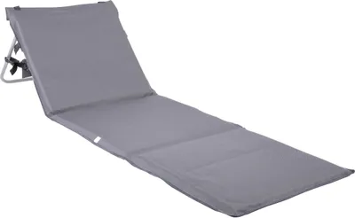 Produktbild von ONVAYA® Premium Strandmatte mit Tragegurt | Gepolstert | mit verstellbarer Kopflehne | Kopstütze | Rückenlehne | 161 x 55 x 45 cm | Grau