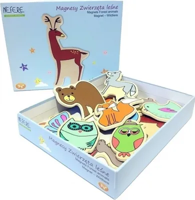Produktbild von Holzmagnete WILDTIERE 14STK Holz Magnete Tiere Kindermagnete Kinder Spielzeug