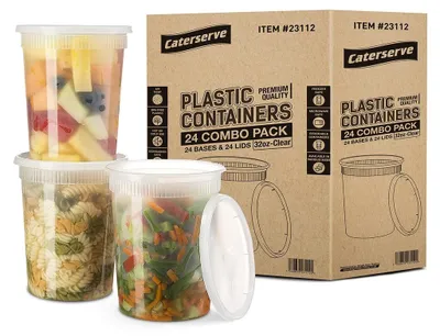 Productafbeelding van Voedselcontainer Voedselopslagbakje - 946 ml - 24 stuks - Plastic - Met deksel