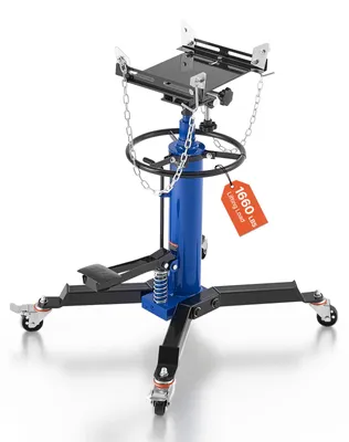 Produktbild von VEVOR hydraulischer Getriebeheber Garagenheber mit 750 kg Hubkapazität, Teleskop-Getriebeheber mit Pedal & 360° Schwenkrad, 88-176 cm hohe Hubhöhe, Hebezeug für Garage / Werkstatt Blau + Schwarz