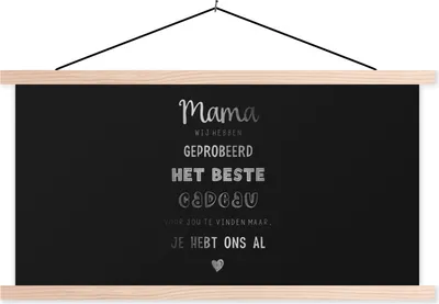 Produktbild von MuchoWow® Textilposter Mutter - Mutter - Zitate - Geschenk zum Muttertag - Schwarz und weiß 60x30 cm mit holzfarbenen Rahmen - Dekoration
