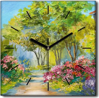 Produktbild von Coloray Uhr auf Leinwand 30x30 cm Wand Uhr Dekoration Wohnzimmer Segeltuch schwarze Hände -Landschaft der Graswald