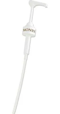 A white Monin syrup pump is shown against a white background.
