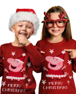 Produktbild von Peppa Wutz Winterpullover für Kinder Winter Strick Pullover Sweatshirt Ugly Sweater Weihnachten Rot 110-116