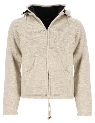 Produktbild von Lizzard Sports Herren Wolljacke mit abnehmbarer Kapuze - Sweatjacke Kapuzenjacke aus Wolle in Beige Größe XXL