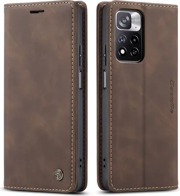 Image de Etui Redmi Note 11 Pro, étui rétro en cuirPolyuréthaneavec fonction stand pour Xiaomi Redmi Note 11 Pro/Note 11 Pro+ Café