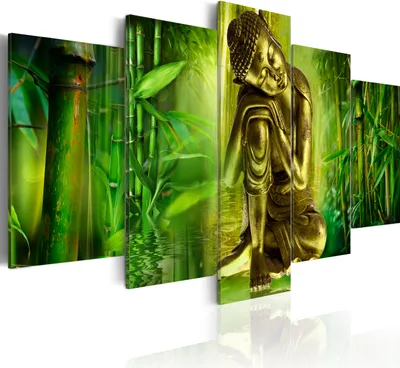 Produktbild von Modernes Wandbild 020113- 228 (100x50) - 5 Teilig Bilder Fotografie auf Vlies Leinwand Foto Bild Dekoration Wand Bilder Kunstdruck Buddha