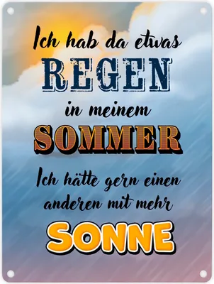 Produktbild von Sommergefühle Metallschild in 15x20 cm mit Spruch Ich hab Regen in meinem Sommer