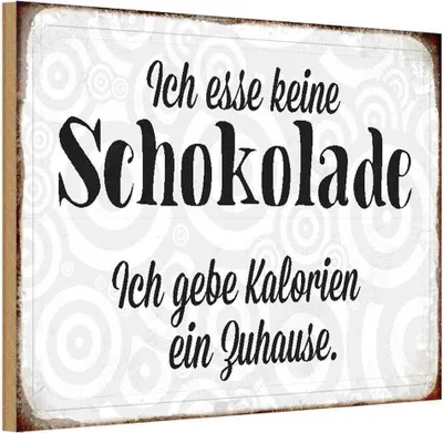 Produktbild von vianmo Holzschild 12x18 cm ich esse keine Schokolade Spruch Zitat
