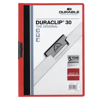 Produktbild von Durable Duraclip 30, Rot, Transparent, PVC, 30 Blätter, A4, 1 Stück(e)