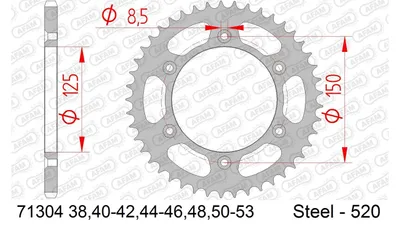 Produktbild von AFAM Kettenrad 71304-45 Hinten für KTM MOTORCYCLES ENDURO Stahl