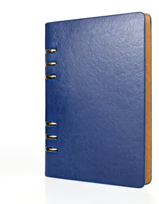 Obrázok produktu pre Náplňový zápisník formátu A5, 6 krúžkov, umelá koža, modrej farby, 100 strán, 100 g/m², rozmer 17x22,8 cm