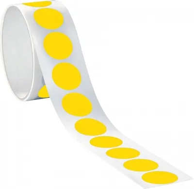 Produktbild von Dreifke® Aufkleber I Markierungspunkt, blanko, gelb, Folie, selbstklebend, Ø ...