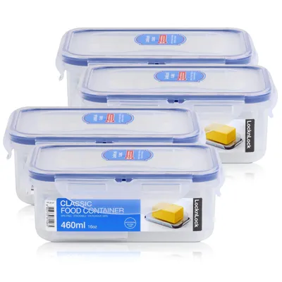 Produktbild von LocknLock Classic HPL814T Frischhaltedose 460ml - Luft & Wasserdicht (4er Pack)