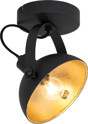Zdjęcie produktu dla QAZQA – Industrialny I Vintage I Industrialny I Vintage I Lampy sufitowe I Lampy sufitowe I Lampy I Lampy czarne ze złotem I Mosiądz 15 cm regulowane – Magnax I Salon – stal okrągłe – pasują do żarówek LED E14