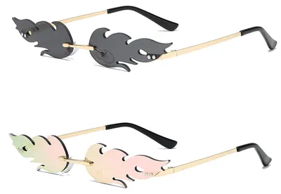 Flammen-Sonnenbrille, framelos, kreativ, für Partys (grau, rosa)