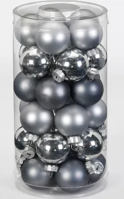 Produktbild von Weihnachtskugeln Glas 4cm Hazy Grey, 30 Stück