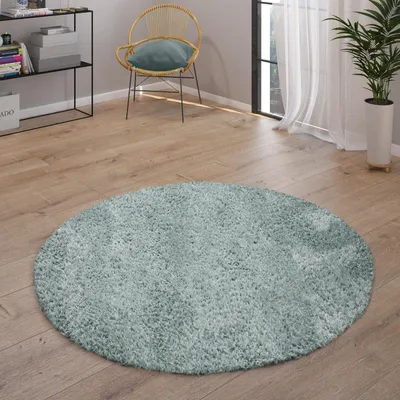 Produktbild von Hochflor Teppich Wohnzimmer Shaggy Langflor Weich Modern Einfarbiges Muster Türkis Grösse 60x100 cm