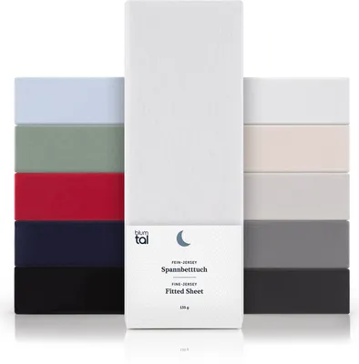 Produktbild von Blumtal Basics Baumwolle Spannbettlaken Mikrofaser 90 x 190 cm - 100% Baumwolle Bettlaken, , bis 25cm Matratzenhöhe, Weiß