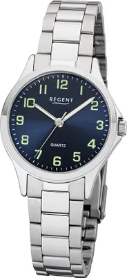 Produktbild von REGENT 2252407 Damenuhr 29 mm Blau Silber Metallband 5 BAR