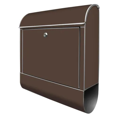 Produktbild von banjado Design Briefkasten Stahl silber mit Zeitungsfach pulverbeschichtet "Schokobraun" 38x46x12,5cm & 2 Schlüssel - Postkasten A4 Einwurf inkl. Montagematerial [BK-0021]