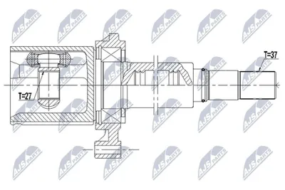 Produktbild von NTY Gelenksatz Antriebswelle Vorne Rechts für VW Transporter V Bus (7HB, 7HJ, 7EB, 7EJ, 7EF, 7EG, 7HF, 7EC) NPW-VW-130