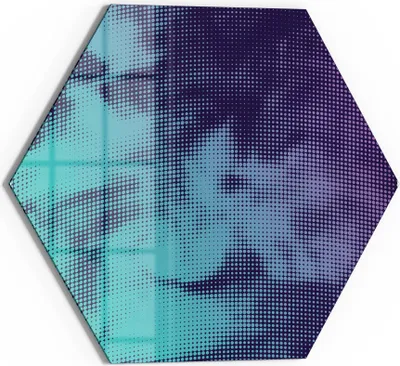 Produktbild von DEQORI Magnettafel Glas 55x48 cm 6-eckig 'Türkis-pinker Farbdunst' beschreibbar Whiteboard