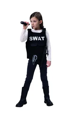 Produktbild von SWAT Set 5-tlg. Weste mit Zubehör Spezialeinheit Kinder Karneval Kostüm 116-152