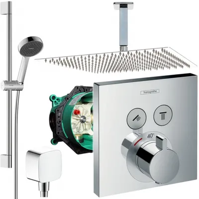Produktbild von Hansgrohe und Jowi Unterputz Duschsystem ShowerSelect Thermostat Duscharmatur, mit 650mm Brausestange, 360mm Regendusche, Deckenanschluss