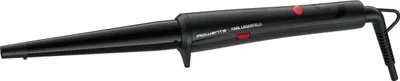 A black conical curling iron is shown against a white background.