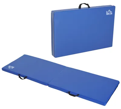 Immagine prodotto di HOMCOM Tappetino da Ginnastica Pieghevole, Materassino Fitness Spesso 5 cm e Antiscivolo, 180x60x5 cm, Blu