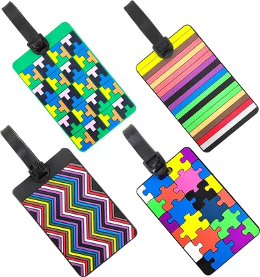 Produktbild von Bunte Gepäckanhänger - Set von 4 - PVC - 6,5 x 10,5 cm