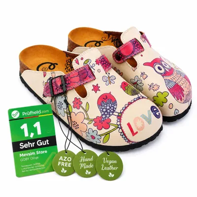 Produktbild von Goby Clogs Schuhe für Damen – Handgefertigte - Mädchen- und Damenschuhe für den Alltag - Farbiger Druck - Bequem & Langlebig - EVA-Sohle – Niedliche und schwitzende Katze