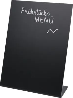 Produktbild von HMF 4643 Tischaufsteller Kreidetafel, DIN A5 Hochformat, L-Ständer, Schwarz