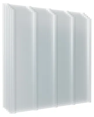 Zdjęcie produktu dla Zestaw 5 sztuk płyt światłopropuszczalnych FRP Vigevee, wymiar 90x80 cm, grubość 1 mm, przezroczyste, trapezowe, z ochroną UV, odporne na grad i warunki atmosferyczne, w zestawie śruby do montażu nad tarasem lub jako zadaszenie