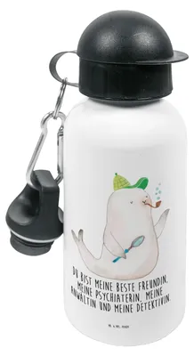 Produktbild von Mr. & Mrs. Panda Wasserflasche Robbe Sherlock - Weiß - Geschenk, Trinkflasche, Tiere, Kindergarten, Kinder, schulflasche, Sportflasche