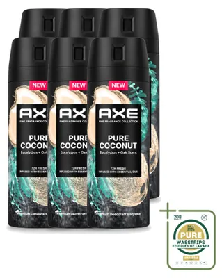 Imagen del producto de 6 aerosoles desodorantes Axe Pure Coconut, 150 ml - Paquete ahorro - 6 unidades