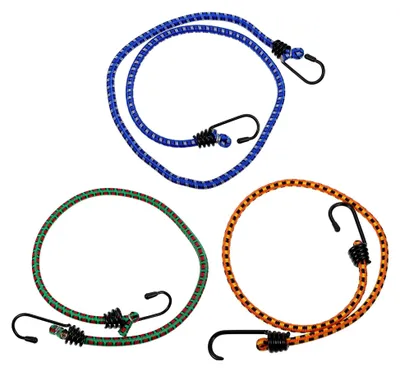 Produktbild von 3 Stück elastische Bungee-Seile mit Haken zur Ladungssicherung für Fahrrad und Auto