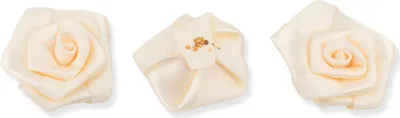Produktbild von Satinrosen 3cm zum Basteln & Aufnähen 10 Stück Champagner