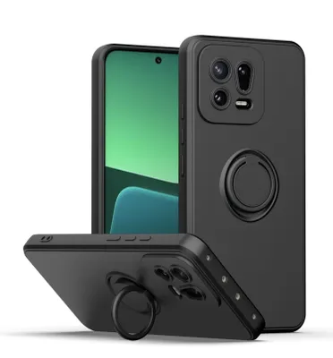Obrázek produktu pro Xiaomi 13 Pouzdro, s prstencovým držákem a stojánkem, odolné proti poškrábání, měkký silikon pouzdro pro Xiaomi 13 černé
