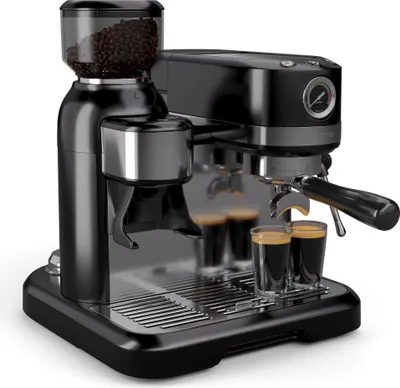 Image de Klarstein Bella Café machine à café en grain – 19 bars, 1550 W, broyeur Intégré 200 g, mousseur à lait, réservoir 1,4 L, Thermobloc, Inserts Pour 2 Tasses, acier inoxydable, noir