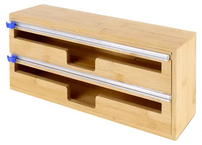 Produktbild von Cheffinger, Bambus Folienspender mit 2 Fächern für Frischhalte- Alufolie, Beige