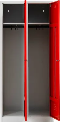Produktbild von Gürkan Spind lichtgrau, feuerrot 103974, 2 Schließfächer 80,0 x 50,0 x 180,0 cm