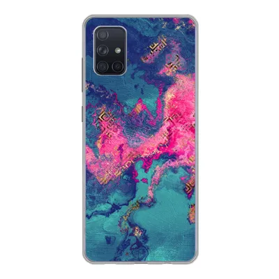 Produktbild von MuchoWow® Handyhülle Schutzhülle Hülle für Samsung Galaxy A71 Marmor - Farbe - Rosa - Blau Silikon Softcase Handy Hülle - Kartenbesitzer