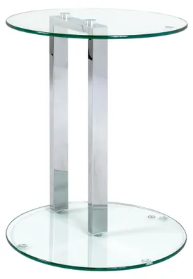 Beistelltisch rund, Chrom, Sicherheitsglas 8 mm, H 50 cm, Ø 40 cm