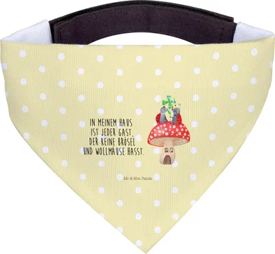 Produktbild von Mr. & Mrs. Panda Tuch Marienkäfer Fliegenpilz - Gelb Pastell - Geschenk, Haus, Lustige Sprüche, Fleigenpilzhaus, Hunde Halstuch, Für, Wohnung, Hund, Hundehalstuch