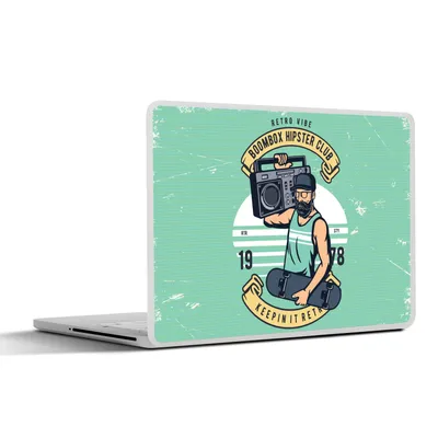 Produktbild von MuchoWow® Laptop Aufkleber Sticker Cover Mancave - Skateboard - Radio - Altmodisch 40x30 cm - Laptop Dekoration - Selbstklebend