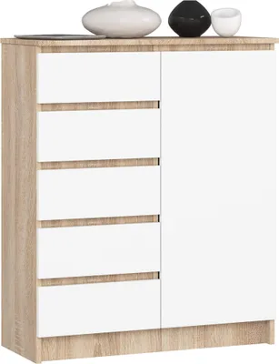 Obrázek produktu pro Akord Komoda 1 dveře 5 šuplíků dub ručně vyrobená 80x35x97