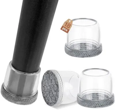 Produktbild von Stuhlbeinschutzkappen 18 Stück - Bodenschutz für Stühle, Gummikappen mit Filz 25-30mm