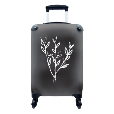 Produktbild von MuchoWow® Koffer Handgepäck Trolley Rollkoffer Kleine Reisekoffer mit 4 Rollen - Pflanzen - Blätter - Strichzeichnung - Cabin Size < 55x40x23 cm & 55x40x20 cm - Fotokoffer - Kabinenkoffer - Boardgepäck - Reise-Box - Reisekoffer - Reisegepäck - Koffer mit Bild - Trolley für Kinder